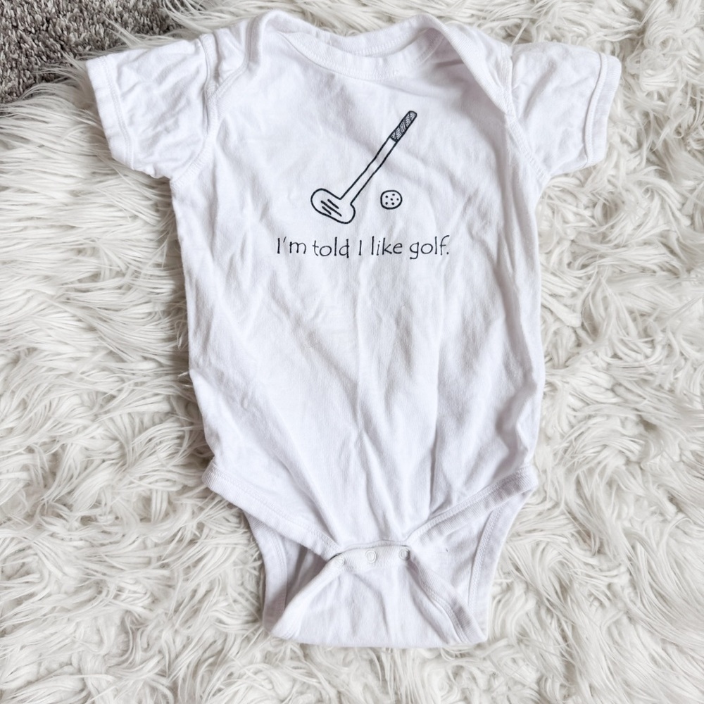 Baby Golf Bodysuit “I’m Told I Like Golf” 18M